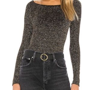 Free People Sprinkled In Gold Bodysuit